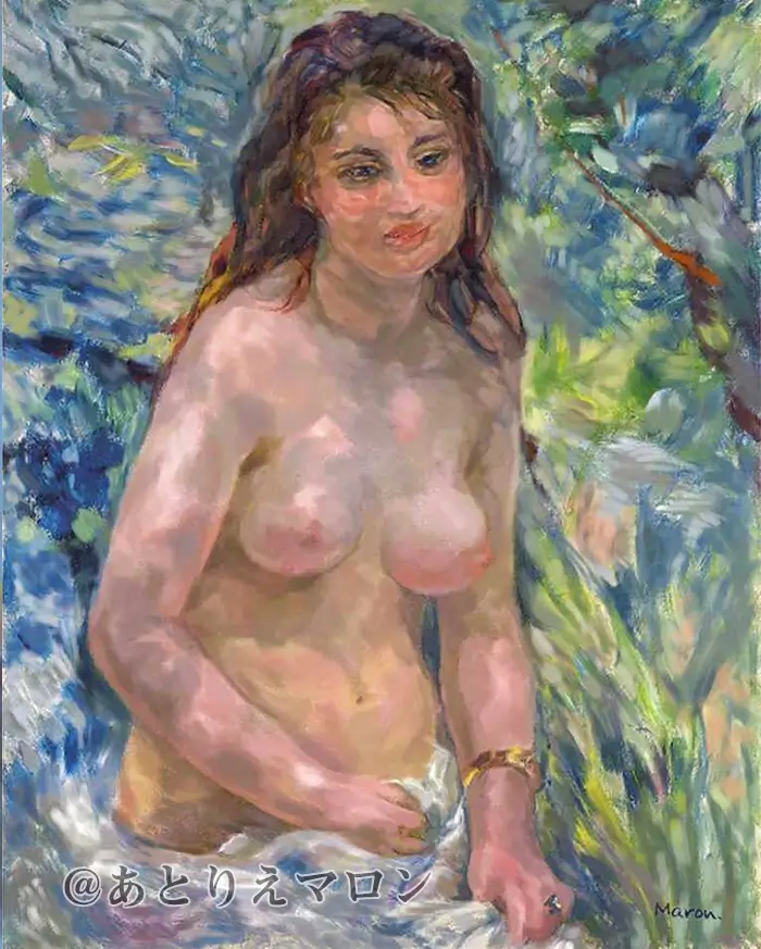 ルノワールの模写「陽光のなかの裸婦」