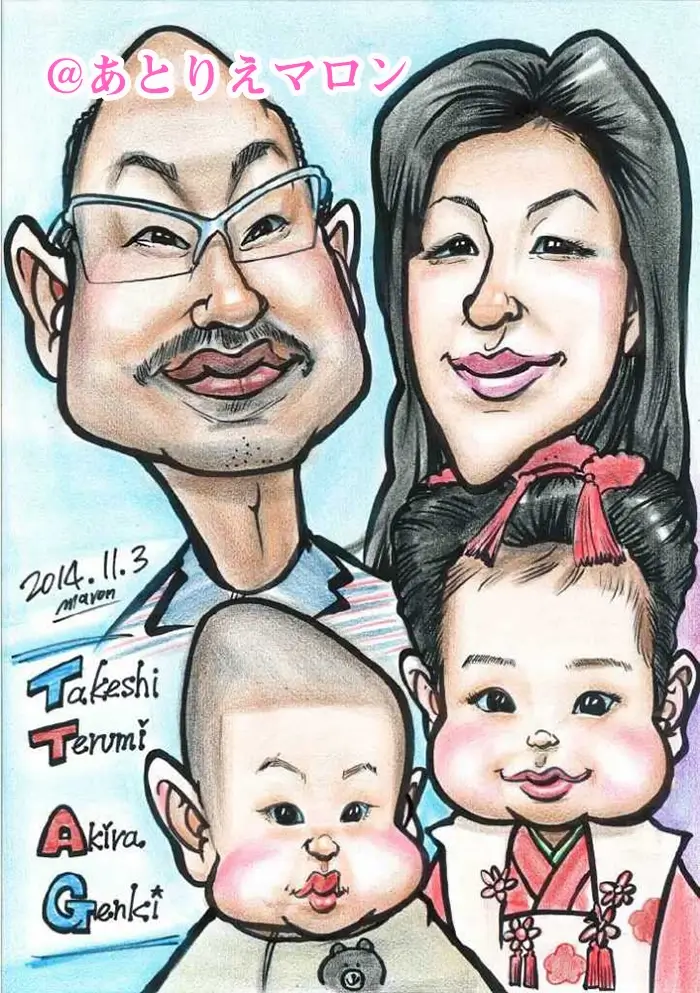 家族の似顔絵作品３